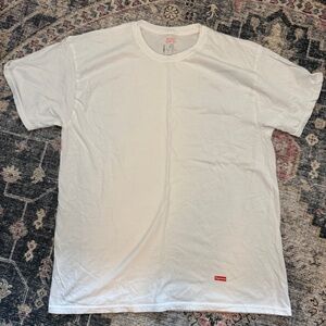 Supreme x Hanes White Cotton Men's Tagless T-Shirt Sz L